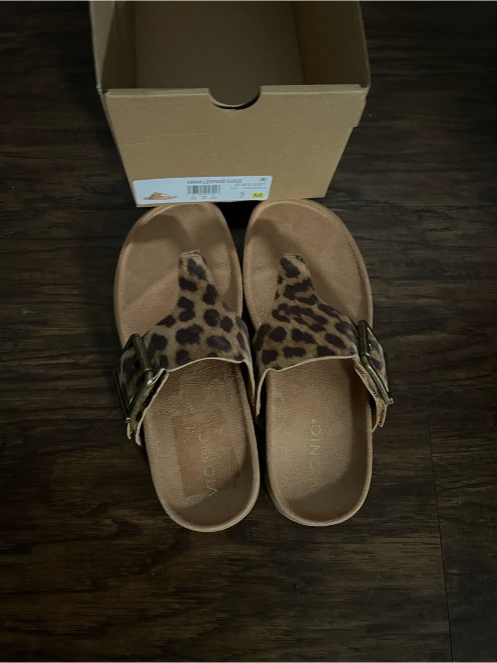 Vionic emma Leopard Print Thong Sandals with Buckle